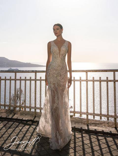 Robe de mariée de style sirène avec bustier en dentelle Jeorgett Marseille 
